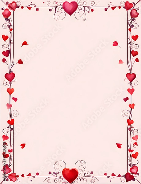 Fototapeta watercolor-illustration-of-a-valentines-day-frame-no-background-minimalist-design-trending