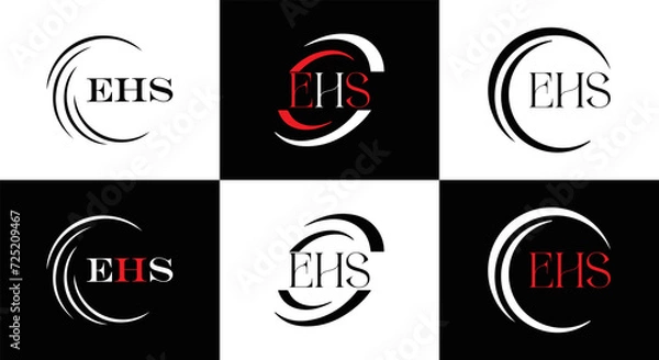 Fototapeta EHS logo. E H S design. WhitE H SHS letter. EHS, E H S letter logo SET design. Initial letter EHS linked circle uppercase monogram logo. E H S letter logo SET vector design. EHS letter logo design	
