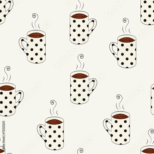 Fototapeta Seamless pattern with sketching dotted cups