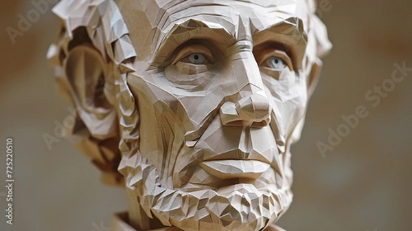 Fototapeta Abraham Lincoln Statue Memorial Paper Craft Art Concept - With Copy Space, President's Day Concept Art