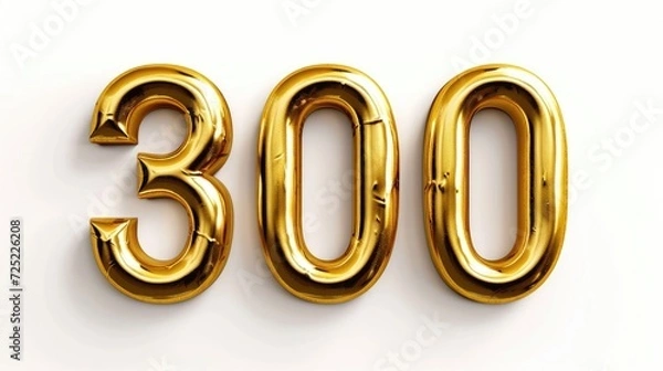 Fototapeta Number 300 Golden Metal Text Generative AI