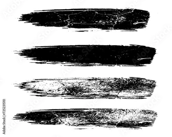Fototapeta set of black and white paint strokes, set of strokes splash, set of watercolor brush strokes, black and white paint stroke brush on white background, brush bundle 