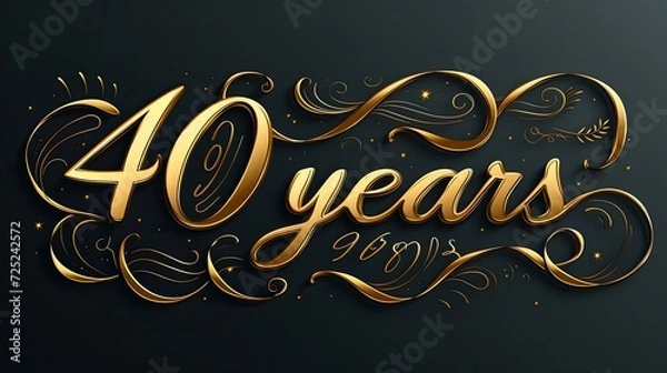Obraz 40 Years Golden Unique Writing Generative AI