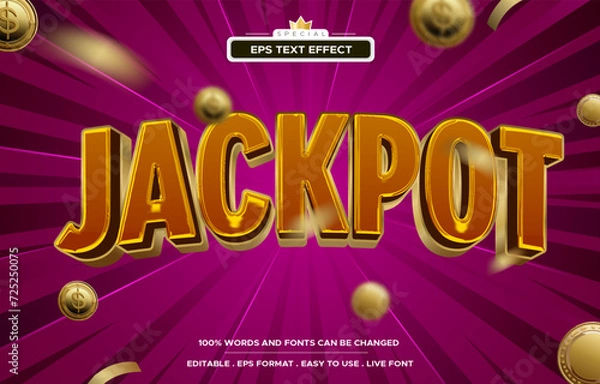 Fototapeta Editable text effect - bonus jackpot casino 3d style concept