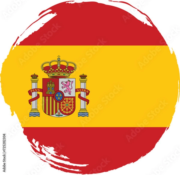 Obraz Spain flag painted with circle brush on white background