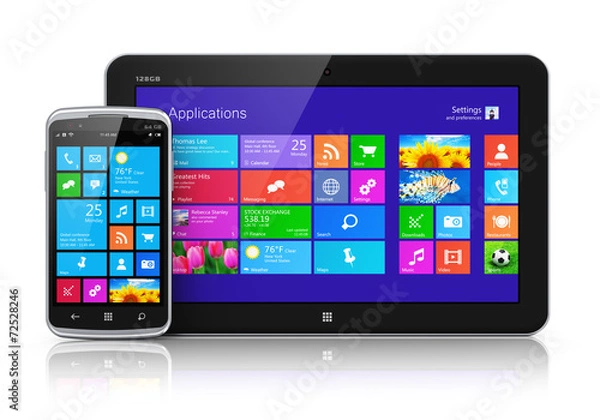 Fototapeta Mobile devices with touchscreen interface