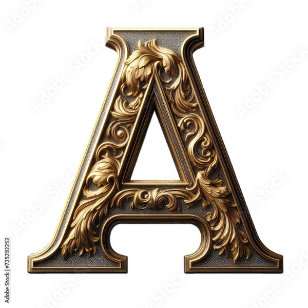 Obraz Isolated 3D Letter on a Clear PNG Canvas Generative AI 