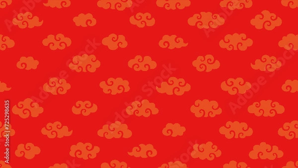 Fototapeta ドット柄の中華風の金雲のパターン背景