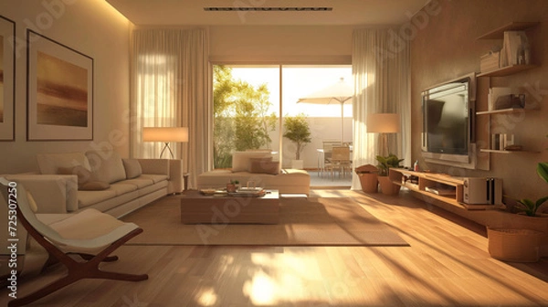 Fototapeta modern living room interio. Generative AI