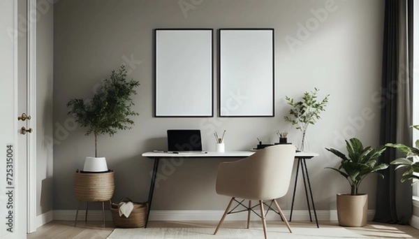 Fototapeta Cozy Bathroom, natural light, with empty on wall . 