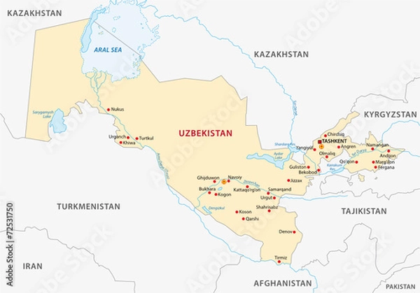 Fototapeta Mapa Uzbekistanu