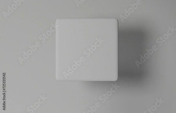 Obraz white cube on white background 3d mockup for app icons or logo design, 3d render, minimalist branding concept