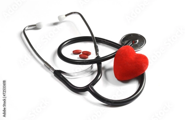 Obraz Red heart and a stethoscope