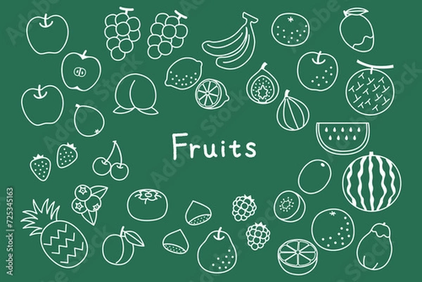 Obraz いろいろな野菜の線画イラストセット