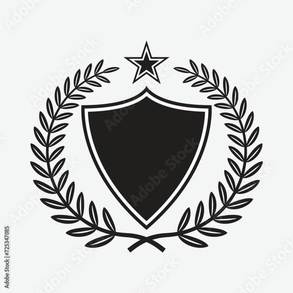 Fototapeta Laurel shield and star in black and white colors