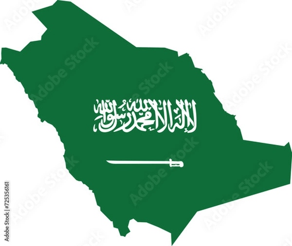 Obraz Saudi Arabia map with flag isolated on white background