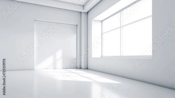 Fototapeta realistic and minimal empty living and dining room interior