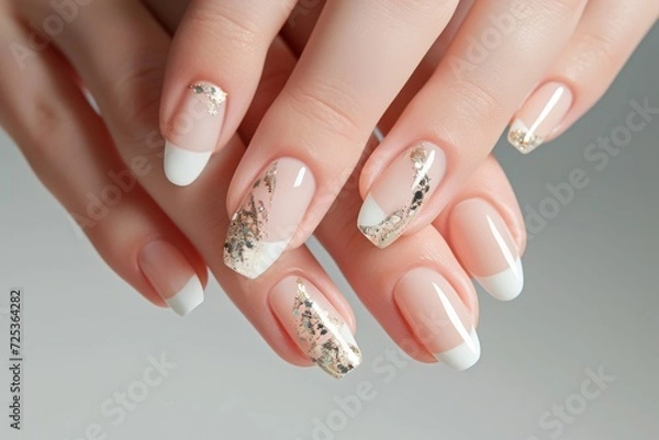 Fototapeta ネイルアートをした手元のアップ写真（ネイルケア・爪・ネイルデザイン）