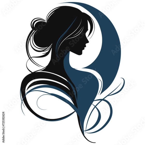 Obraz female silhouette wavy lines