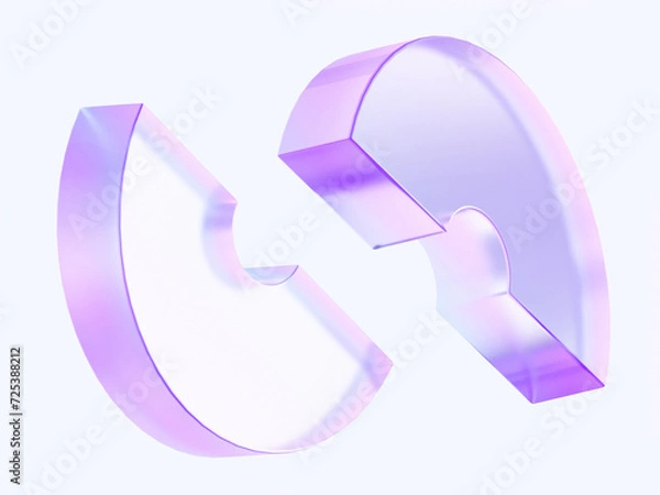 Obraz 3d glass shape of half ring with colorful gradient. modern design illustration. 3d rendering of geometric translucent icon isolated on white background