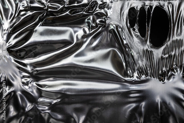 Fototapeta Close-Up of Transparent Plastic Film Wrap With Textured Overlays and Shadows. 