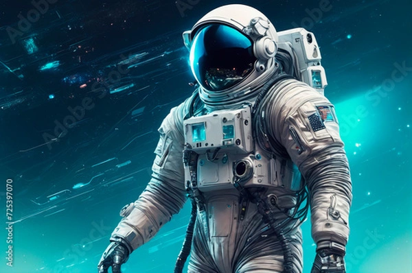Fototapeta Cyber cosmonaut. Generative AI