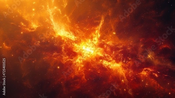 Fototapeta Intense Flames and Swirling Smoke Against a Dark Background Captured in High Definition