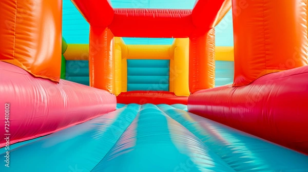 Obraz Colorful Inflatable Bounce House Castle for Kids Outdoor Play and Party Fun