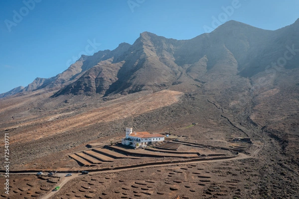 Fototapeta aerial view on a mansion at the coast of Fuerteventura