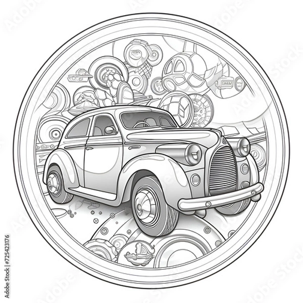 Obraz Rolls Royce Coloring Page, Luxury Car Colouring Page, For adult and kids, relaxing activities