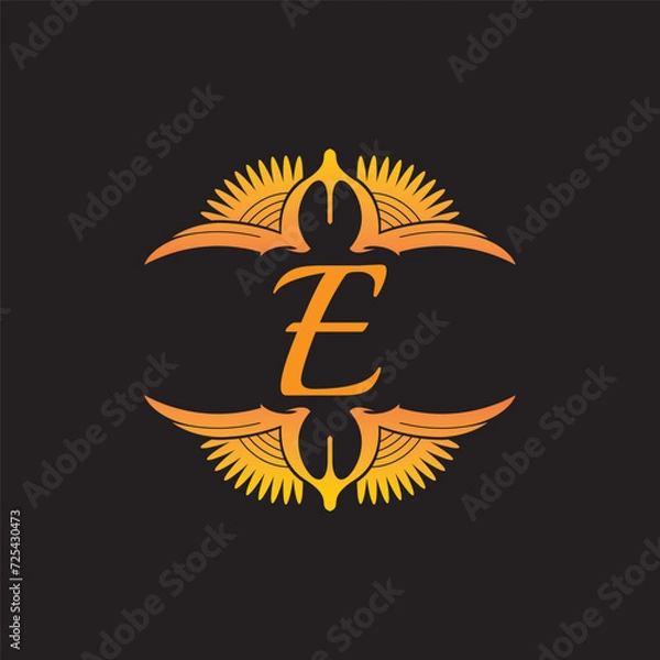 Obraz A beautiful symbol E alphabet anchor and rope.