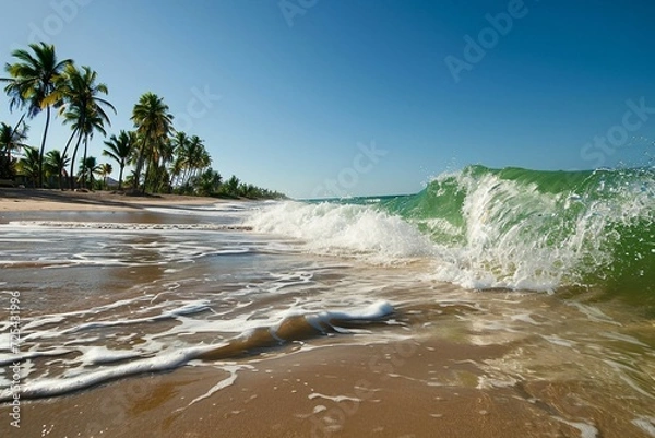 Fototapeta waves crashing waves on a beach