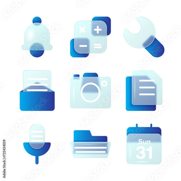 Fototapeta Modern User Interface Glassmorphism Icon Style
