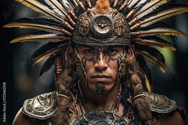 Fototapeta warrior aztec portrait