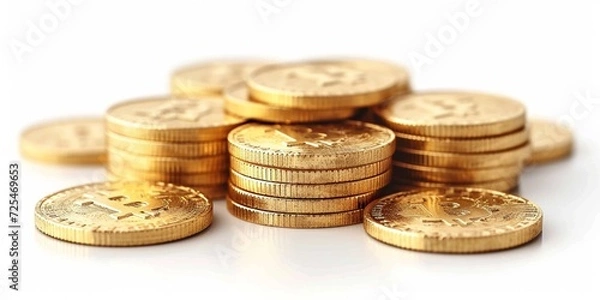 Fototapeta A collection of coins symbolizing wealth, investment, and financial growth.