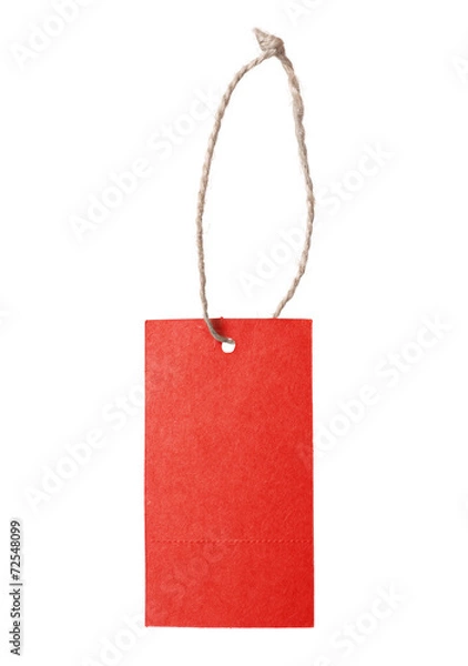 Obraz Red blank price tag isolated on white background