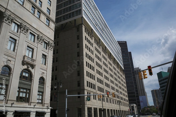 Fototapeta Architecture in the city of Detroit, Michigan