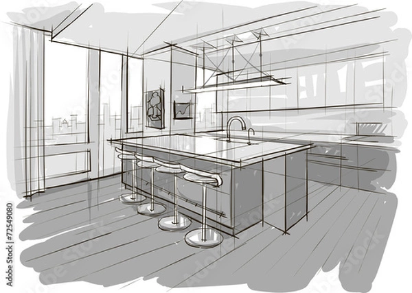 Obraz szkic wnętrza