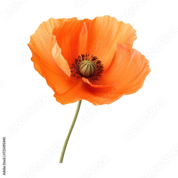 Fototapeta Beautiful poppy flower isolated on white