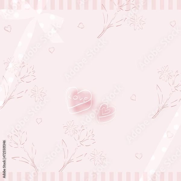 Fototapeta 優しい色のバレンタインカード