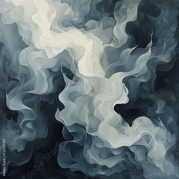 Fototapeta Bright abstraction: a mysterious symphony of illustrations of gray spots, created by AI, has been released