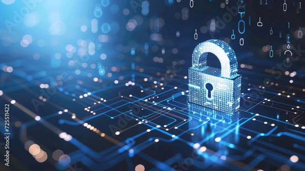 Obraz Abstract futuristic cyber defense system Binary code background