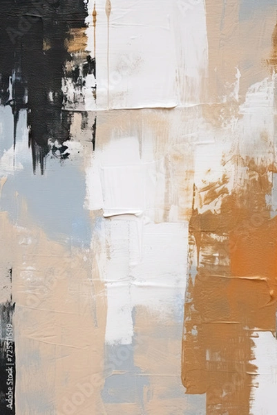 Fototapeta Aesthetic art texture in neutral colors. Hand painted acrylic background with paint brush strokes.	For design, print, wallpaper, poster, card, mural, rug, hanging picture