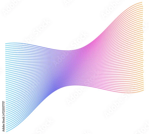 Obraz Design elements. Wave of many purple dotted lines. Abstract wavy stripes on white background isolated. Vector illustration EPS 10. Colourful waves with lines created using Blend Tool