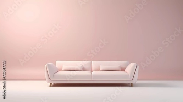 Obraz 3d illustration of a light colored sofa isolated on a minimalist background. generative ai