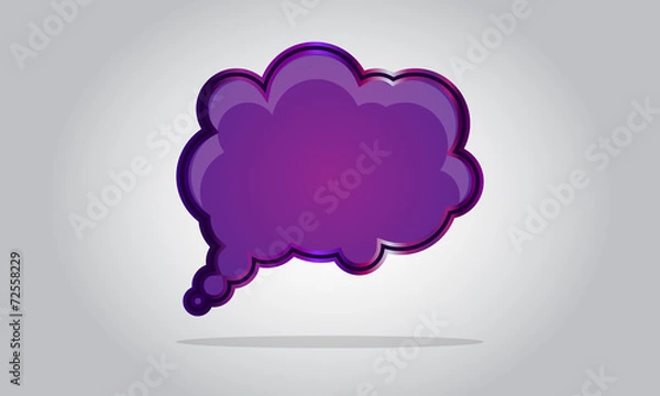Fototapeta Chat bubble icon - abstract vector glossy speech - purple