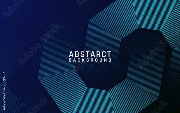 Fototapeta Abstract glowing circle lines on dark color background. Geometric stripe line art design. tecnology background