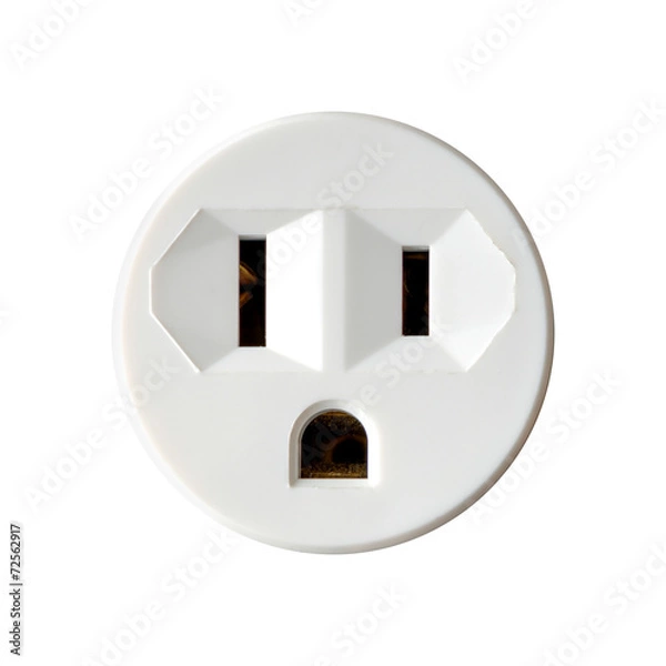 Fototapeta Round Electrical Outlet Isolated on White Background