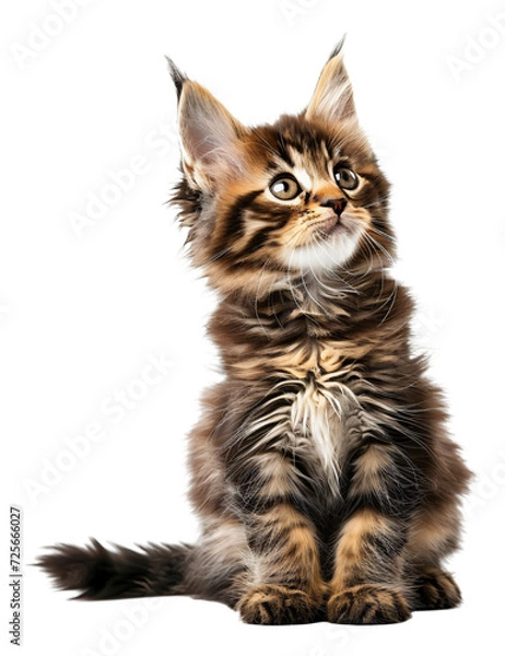 Fototapeta A dynamic pose of a Maine Coon kitten