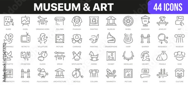Obraz Museum and art line icons collection. UI icon set in a flat design. Excellent signed icon collection. Thin outline icons pack. Vector illustration EPS10